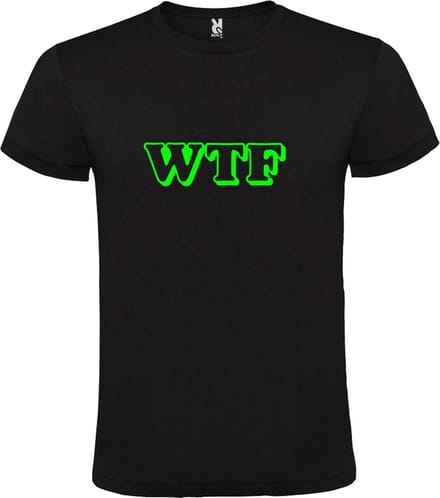Zwart T-shirt ‘WTF’ Groen maat M