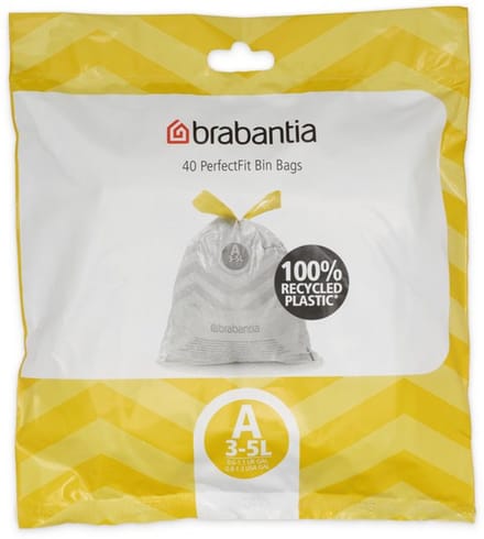 2x Brabantia PerfectFit Vuilniszakken - 3 l - Code A - 40 stuks