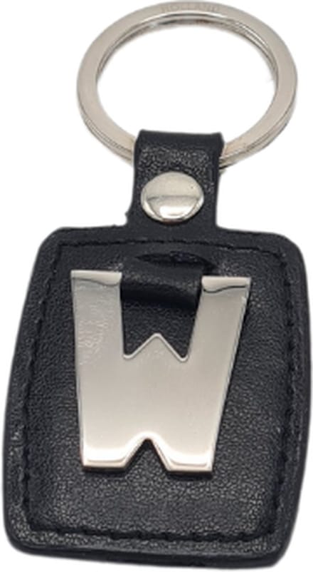 Deco4yourhome® - Sleutelhanger - Zilver/Zwart - Letter W - Kunstleer - Metaal
