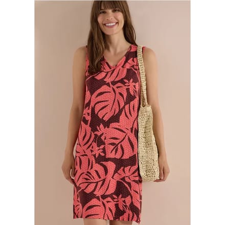 Knielange jersey jurk met V-hals en print
