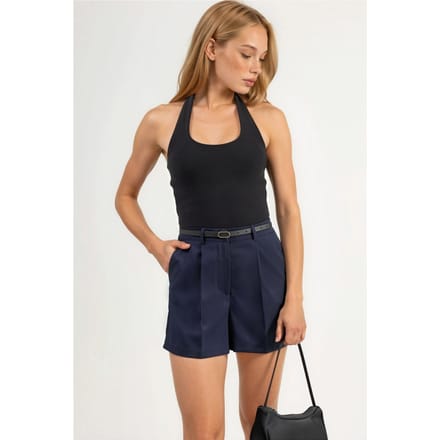 Hoge Taille Wijdbenige Mini Shorts
