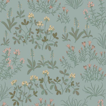 Boråstapeter Vliesbehang 5802 - Nordic Folks - Botanisch Blauw - 53cm x 10.05m