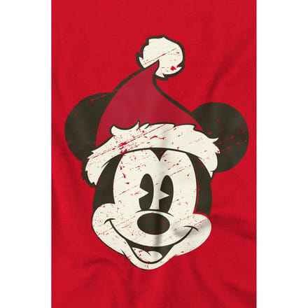 Disney Heren Mickey Mouse Kerstman Gezicht T-Shirt (Rood)