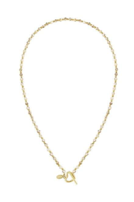 Ketting Gem Stone Heart - Natuursteen - Hematiet - Beige