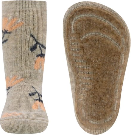 Ewers antislip sokken beige met bloemen