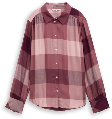Tom Tailor - Plus Size - Overhemdblouse met ruitjespatroon - Maat 48 - berry rose check