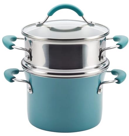 3-Quart Hard Porselein Emaille Anti-aanbak Multi-Pot & Stoomboot Set - Agave Blue