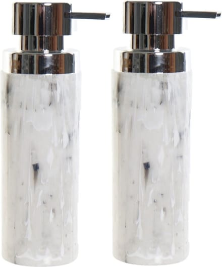 Items Zeeppompje/dispenser - 2x - 22 cm - polystone - marmer look - 400 ml - navulbaar - toilet/badkamer
