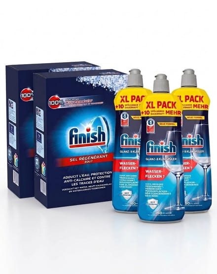 Finish Vaatwaszout 2x4 kg + Finish Glansspoelmiddel Regular 3x800 ml - Comboverpakking