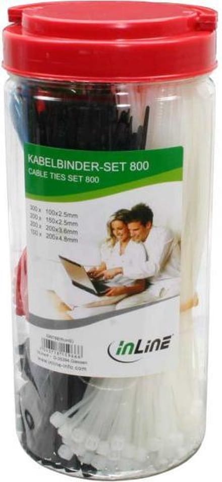 InLine Tie-Wrap set 800 stuks met kniptang