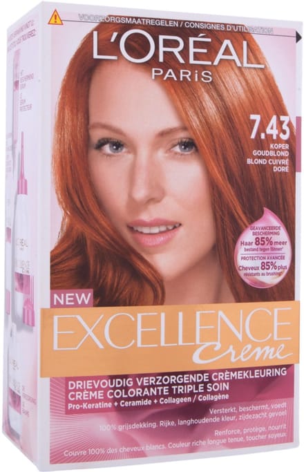 L'Oréal Paris Excellence Crème Goud Koperblond 7.43 - Permanente Haarkleuring - Rijk en levendig kleurresultaat - Haarverf