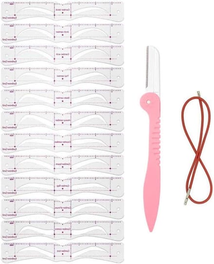 Wenkbrauw Vormgevings Sjabloon - Make-up Accessoires - Perfecte Wenkbrauwen - Instelbare Elastische Band - 12 Stencils - Niet Gespecificeerd