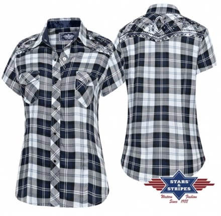 Stars & Stripes - Western Blouse - Pasasena Blue Short - L