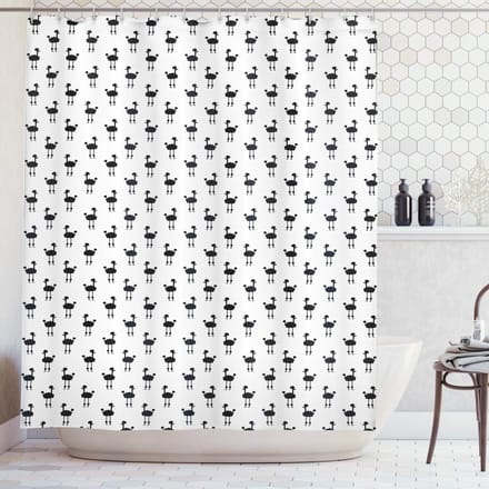 ABAKUHAUS – Zwart-wit douchegordijn – Polyester – 175x240 cm