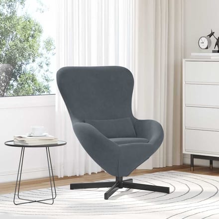 vidaXL - Eivormige - stoel - Donkergrijs - 63 - x - 73 - x - 90 - cm - Fluweel