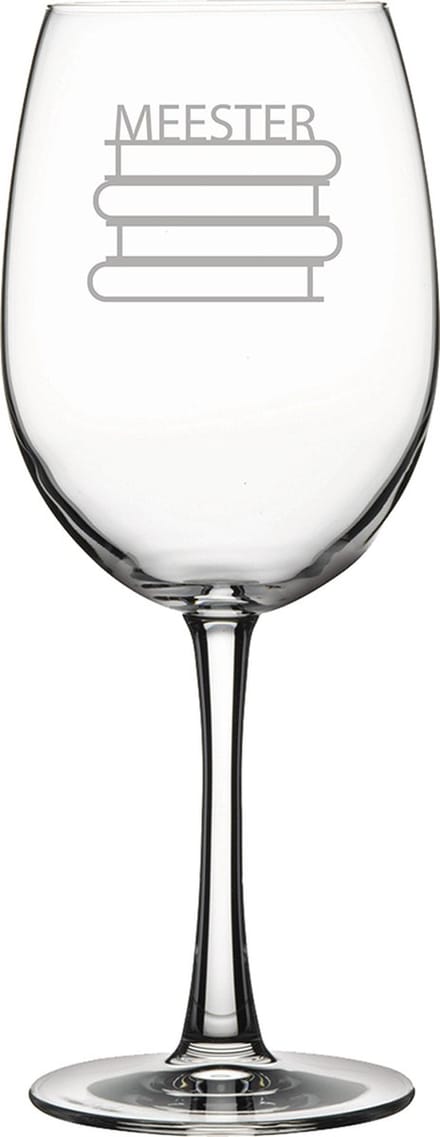 Gegraveerde Rode wijnglas 46cl Meester met boeken
