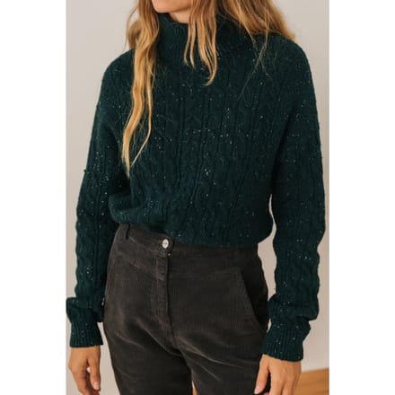 TWOTHIRDS Tahanea Knit Dark Green Neps Maat: L | Sweaters Outlet | Dames | Groen