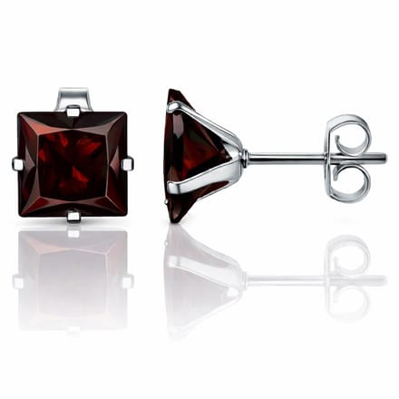 LGT JWLS Classic Stud Oorbellen Vierkant - Rood Zilver-8mm