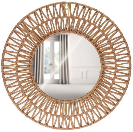 Vilde - Boho Wandspiegel - Ronde Vorm - 45 cm - Natuurlijke Papieren Frame