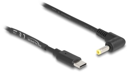 USB-C - DC plug haaks kabel | 4,0 x 1,7mm | max. 5V/2A (10W) | zwart | 1,5 meter