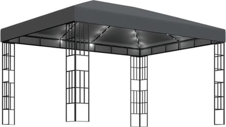 vidaXL - Prieel - met - LED-lichtslinger - 3x4 - m - antracietkleurig
