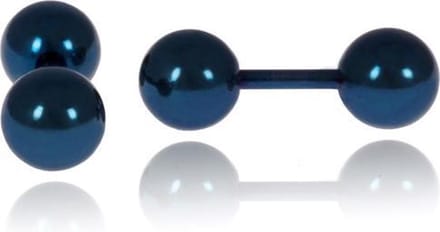 LGT Jewels Stud oorbellen Dubbel Bol 4mm Blauw
