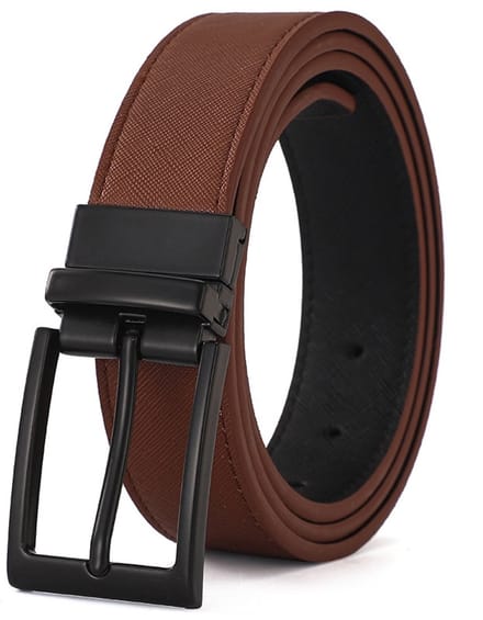 VEXON - Heren Riem - Leren Riem - Leer - Inkortbaar - Omkeerbaar - Zwart - 120 cm