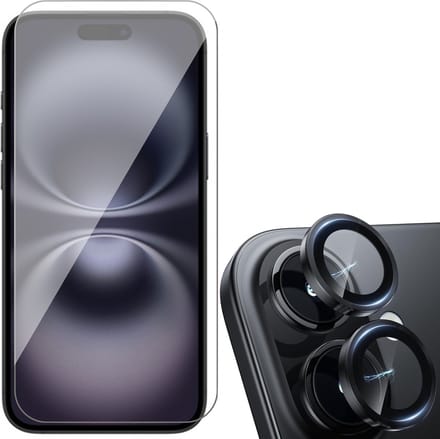 Screenprotector & Camera geschikt voor iPhone 16 Plus - Volledig Dekkend Gehard Glazen Tempered Glass Krasbestendig