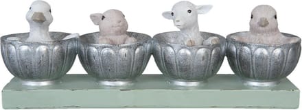 Clayre & Eef Beeld Dieren 26x6x9 cm Grijs Groen Kunststof Dieren