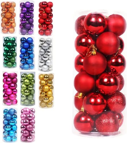 Nivard Kerstballen - Kerstversiering - Plastic - Kerstballenset - Rood - 3 cm - 24 stuks