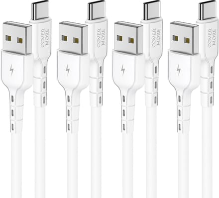 Usb A naar usb C kabel - 4 stuks - Usb C naar usb - Oplaadkabels voor smartphone, tablet, ereader, accessoires met usb C ingang - Voordeelpak - 1m - Wit