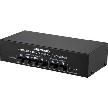 4 In 2 Uit Audio Schakelaar Audio Signaal Selector Distributeur Splitter Box met Banaanstekkers zwart
