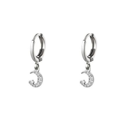 Oorbellen Maan Ster - Yehwang - Oorbellen - One size - Zilver