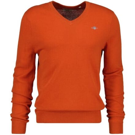 Gant Trui Extrafine Lambswool V-Neck Deep Orange / male
