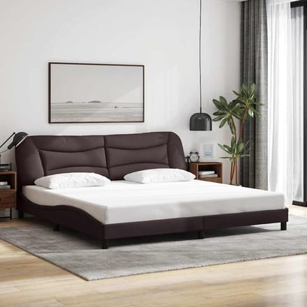vidaXL - Bedframe - zonder - matras - "Hvar" - stof - donkerbruin - 200x200 - cm