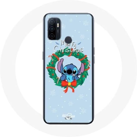 Coque pour Oppo A53 Stitch neige joyeux Noël bleu