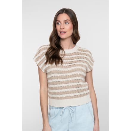 Geisha pullover ajour stripe 64362-70 720 sand/off-white