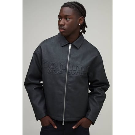 Boxy Fit Geborduurd Homme Pu Harrington Jack | Black | Size Medium