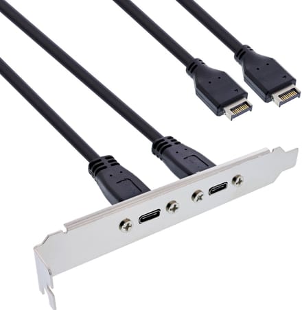 InLine® Slot bracket 2x USB-C naar USB 3.2 voorpaneel Key-A intern, 0,5m