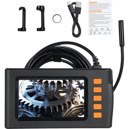 Caméra Endoscope Borescope à Double Lentille avec Lumière Caméra d'Égout 1080P avec Écran LCD de 4,3 Pouces 5m