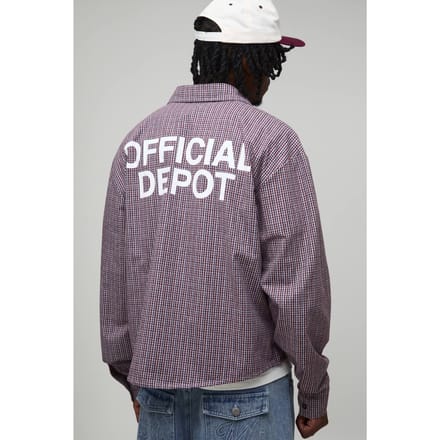 Lang oversized boxy Official Depot-print micro-ruiten overhemd | Blue | Size Medium