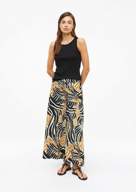 Hoge taille broek van jersey relaxed fit extra wijde benen dames s.Oliver