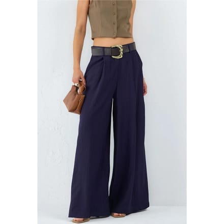Hoge Taille Wijde Pantalon met Plooien