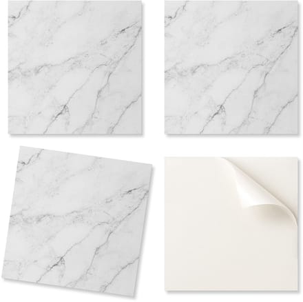 Zelfklevende vinyltegels met print, wit, elegant marmer, 20x20x20 cm