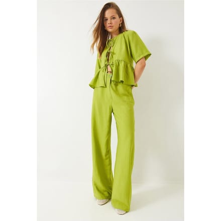 Gestructureerde Twee-delige Co-ord Set met Rimpeldetails