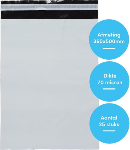Verzendzakken voor Kleding (L) - 25 stuks - 36 x 50 + 5 cm