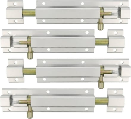 AMIG schuifslot/plaatgrendel - 4x - aluminium - 25cm - wit - incl schroeven - deur - raam