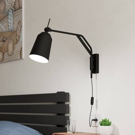 EGLO Loreto Wandlamp - E27 - 67 cm - Zwart|Wit