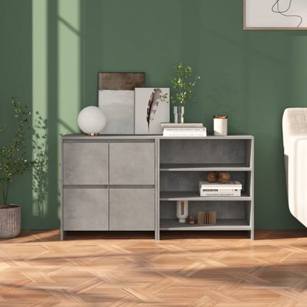 vidaXL - 2 - st - Dressoirs - bewerkt - hout - betongrijs