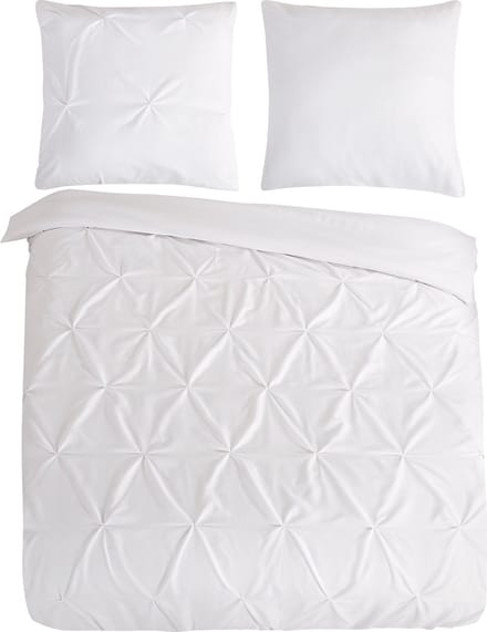 Pure dekbedovertrek luxe stiksel plooien - Lits jumeaux 240x200/220 cm - Wit - Microvezel
